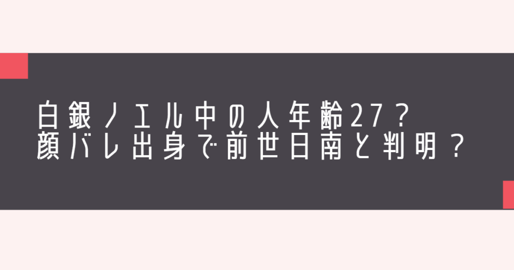 白銀ノエル中の人年齢27？顔バレ出身で前世日南と判明？